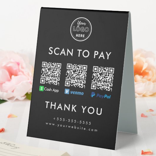 Plaque De Table Cash App Venmo Paypal QR Code Scan to Pay Logo (In SItu (Mariage))