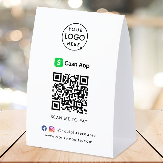 Plaque De Table CashApp Table Tent Paper Sign | QR Code Payment