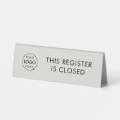 Plaque De Table Ce registre est fermé | Logo d'entreprise gris (Verso)