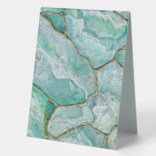 Plaque De Table Celadon Green, Jade Marble, Mint Green Geode   (Recto)