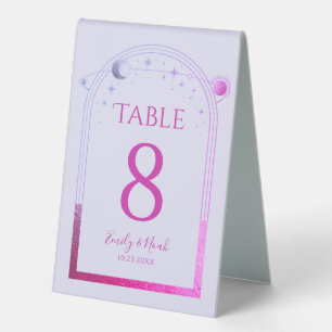 Plaque De Table Céleste Lavande Rose Soleil Lune Étoiles Mariage