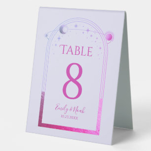 Plaque De Table Céleste Lavande Rose Soleil Lune Étoiles Mariage