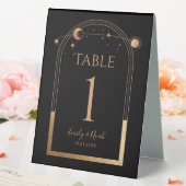 Plaque De Table Celestial Black Gold Sun Moon Astronomy Wedding (In SItu (Mariage))