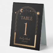 Plaque De Table Celestial Black Gold Sun Moon Astronomy Wedding (Verso)