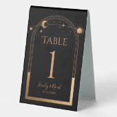 Plaque De Table Celestial Black Gold Sun Moon Astronomy Wedding (Verso)