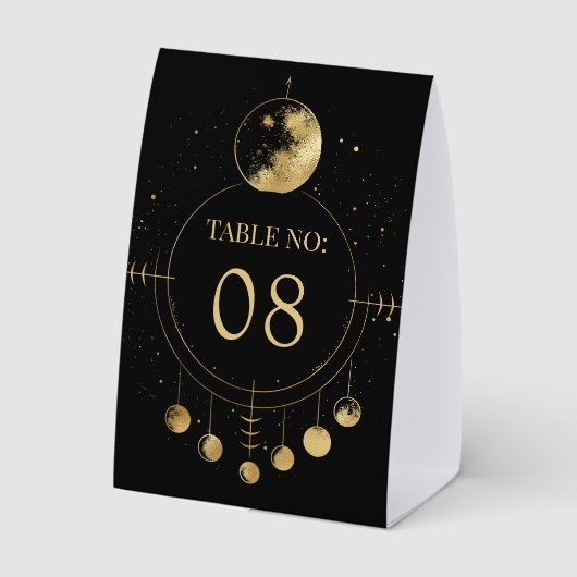 Plaque De Table Celestial Black Moon Phases Wedding Table Number (Verso)