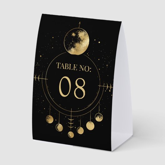 Plaque De Table Celestial Black Moon Phases Wedding Table Number (Recto)