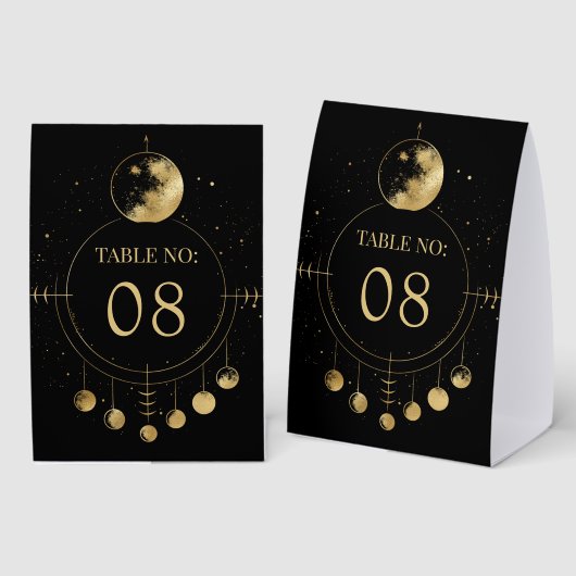 Plaque De Table Celestial Black Moon Phases Wedding Table Number (Recto/verso)