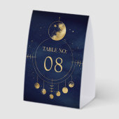 Plaque De Table Celestial Blue Moon Phases Wedding Table Number (Verso)