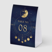 Plaque De Table Celestial Blue Moon Phases Wedding Table Number (Recto)