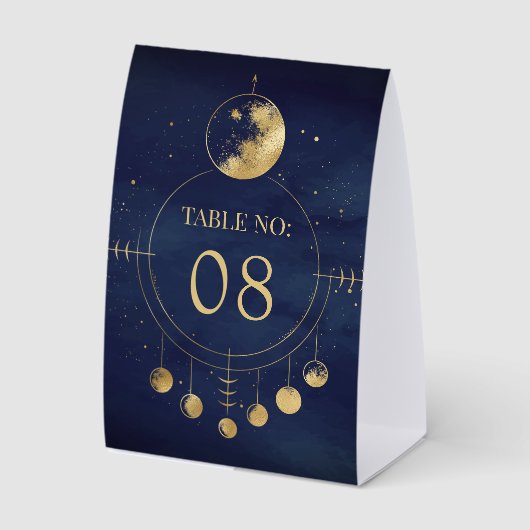 Plaque De Table Celestial Blue Moon Phases Wedding Table Number (Recto)