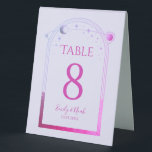 Plaque De Table Celestial Lavender Pink Sun Moon Stars Wedding<br><div class="desc">Celestial Lavender Pink Sun Moon Stars Wedding Table Numbers Table Tent Sign features a pink and purple sun,  moon and stars frame on a pastel lavender background. Inside is your custom table number information. Designed for you by Evco Studio www.zazzle.com/store/evcostudio</div>