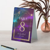 Plaque De Table Celestial Purple Teal Sun Moon Astronomy Wedding (En SItu (Tableau))
