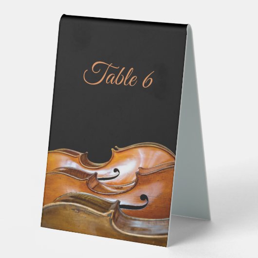 Plaque De Table Cellos Numéro de table Texte personnalisé (Recto)