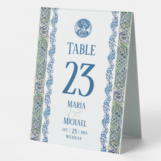 Plaque De Table Celtic Knotwork Dragon Mariage Numéro de table (Verso)