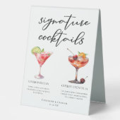 Plaque De Table Cerise cosmopolite Français 75 Cocktails Menu (Recto)