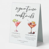 Plaque De Table Cerise cosmopolite Français 75 Cocktails Menu (Verso)