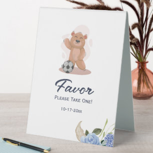 Plaque De Table C'est un garçon ours mignon baby shower bleu FAVOR