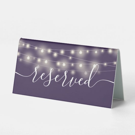 Plaque De Table Chaîne Lights Purple Script Réservé (Verso)