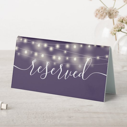 Plaque De Table Chaîne Lights Purple Script Réservé (En SItu (Tableau))