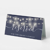 Plaque De Table Chaîne Lumières Marine Mariage bleu Réservé (Verso)