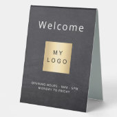 Plaque De Table Chalboard gris logo entreprise ouvert fermé (Recto)