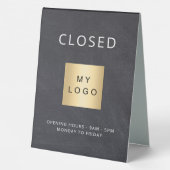 Plaque De Table Chalboard gris logo entreprise ouvert fermé (Verso)