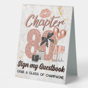 Plaque De Table Chapitre 80 Or Rose 80e anniversaire Elégant