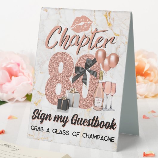Plaque De Table Chapitre 80 Or Rose 80e anniversaire Elégant (In SItu (Mariage))