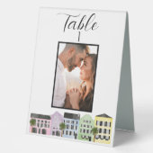 Plaque De Table Charleston Rainbow Row Photo de mariage personnali (Recto)