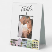 Plaque De Table Charleston Rainbow Row Photo de mariage personnali (Verso)