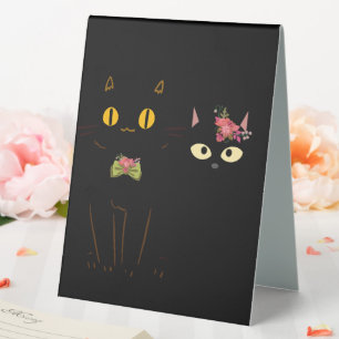 Plaque De Table Charming Black Cats Yellow Eyes
