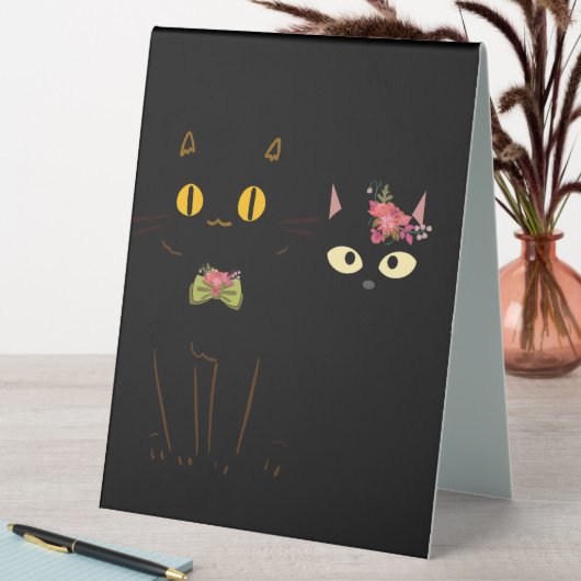 Plaque De Table Charming Black Cats Yellow Eyes (En SItu (Tableau))
