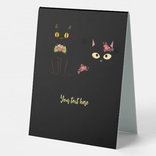 Plaque De Table Charming Black Cats Yellow Eyes (Verso)