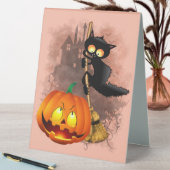 Plaque De Table Chat effrayé par Citrouille Fun Halloween caractèr (En SItu (Tableau))