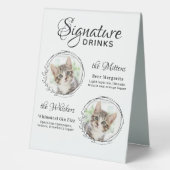 Plaque De Table Chat Mariage Signature Boissons 2 Animaux de compa (Recto)