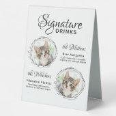 Plaque De Table Chat Mariage Signature Boissons 2 Animaux de compa (Verso)