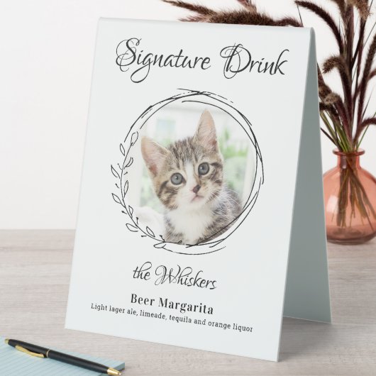 Plaque De Table Chat Mariage Signature Boissons Pet Photo Bar (En SItu (Tableau))