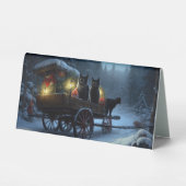 Plaque De Table Chat noir Snowy Sleigh Ride Décor de Noël (Recto)