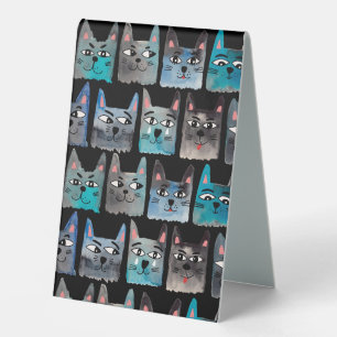 Plaque De Table Chats bleus