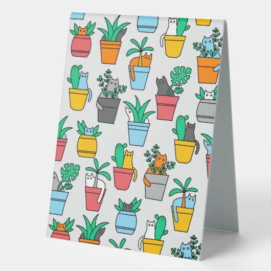 Plaque De Table Chats dans les pots à fleurs (Recto)