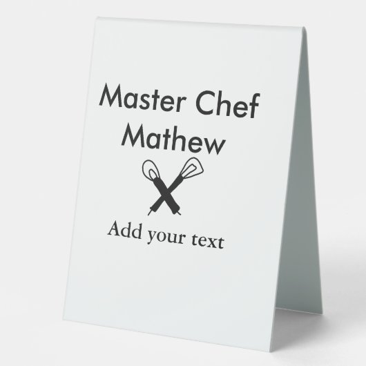 Plaque De Table Chef cuisinier cuisinier cuisinier ajouter nom de  (Recto)