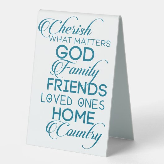 Plaque De Table Chercher ce qui compte Turquoise (Recto)
