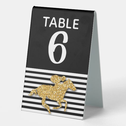 Plaque De Table Cheval de course d'or Blancs noirs (Verso)