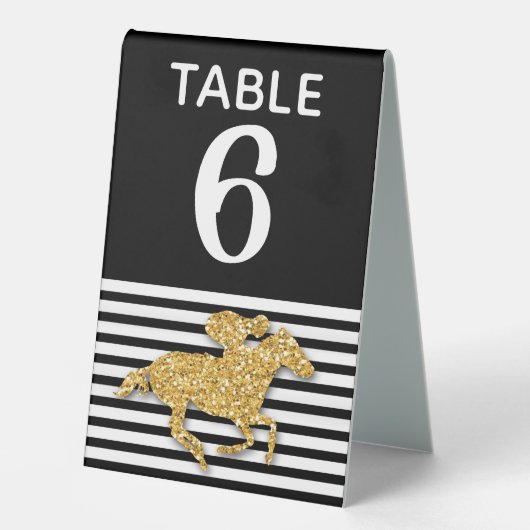 Plaque De Table Cheval de course d'or Blancs noirs (Recto)