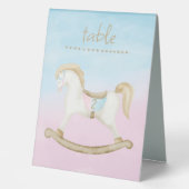 Plaque De Table Cheval Rocking Bleu rose Genre Bébé (Recto)
