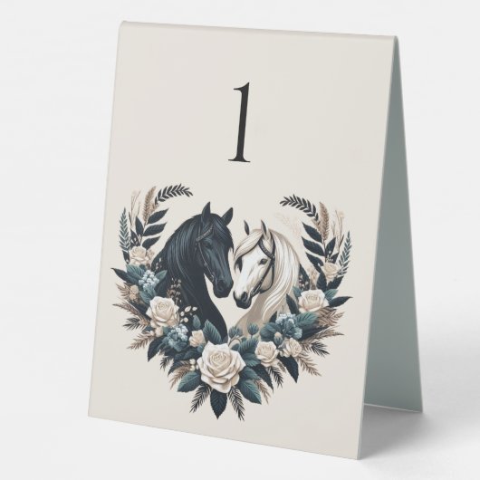 Plaque De Table Chevaux de mariage campagnard en amour (Verso)