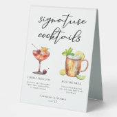 Plaque De Table Chic Bride Groom Signature Cocktails Menu Mariage (Recto)