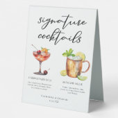 Plaque De Table Chic Bride Groom Signature Cocktails Menu Mariage (Verso)