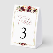 Plaque De Table Chic Burgundy Fleurs Géométriques Numéro de Table (Verso)